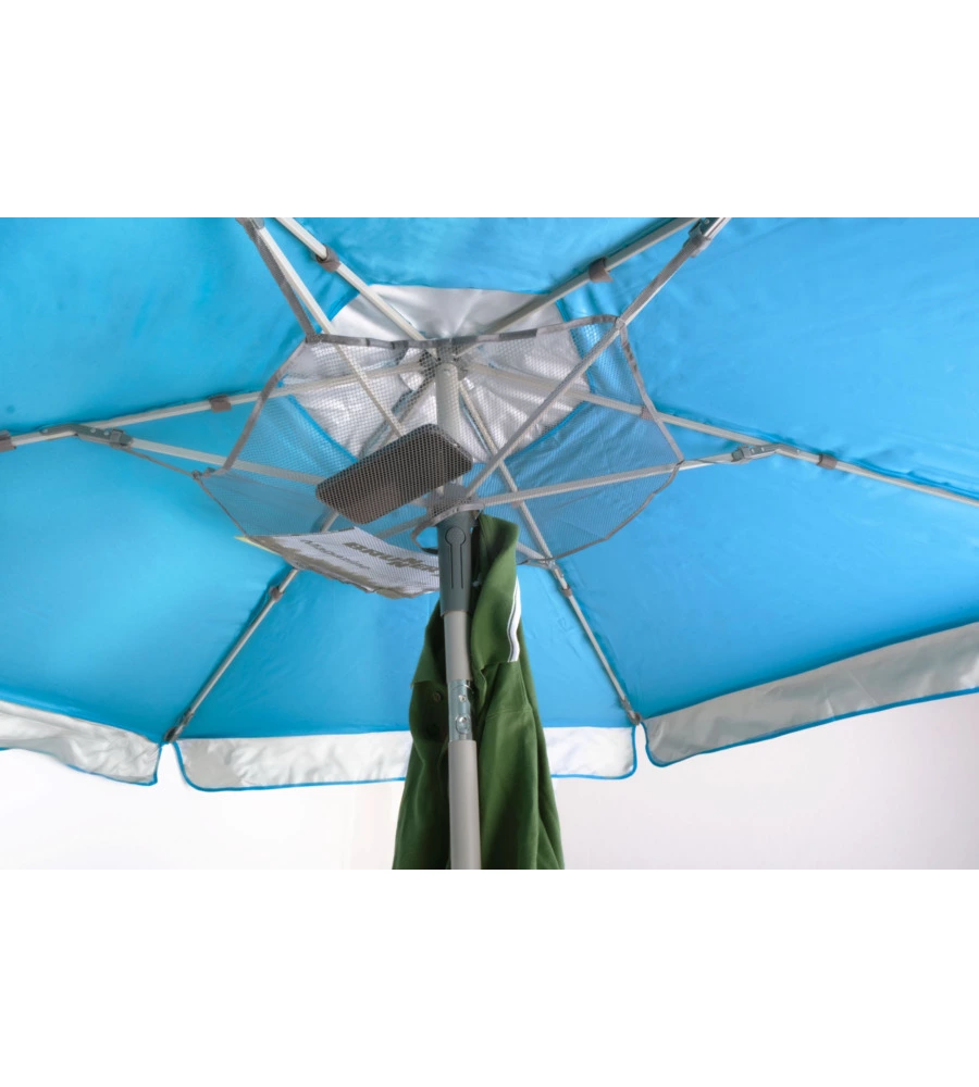 OMBRELLONE DA SPIAGGIA BRUNNER "SOLADO" IN ALLUMINIO E POLIESTERE AZZURRO DIAMETRO 200 CM