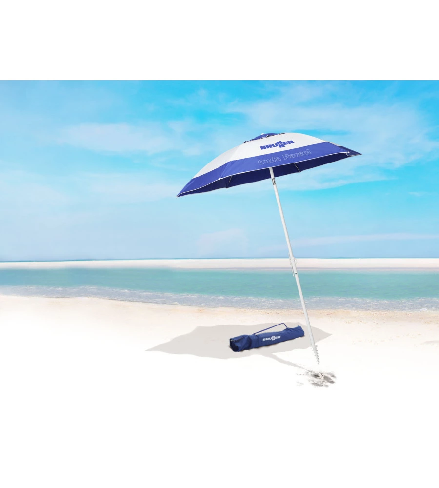 OMBRELLONE DA SPIAGGIA BRUNNER "ONDA PARSOL" IN POLIESTERE BIANCO E BLU, DIAMETRO 200 CM