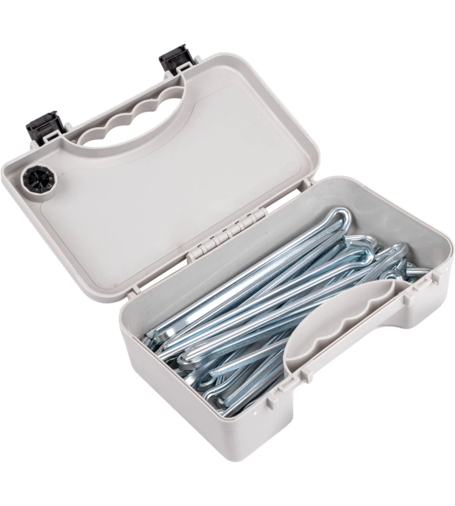 SET PICCHETTI ROTONDI PER TENDA DA CAMPEGGIO BRUNNER "PEG BOX STICK PLUS 23" IN ACCIAIO ZINCATO E GANCIO IN PLASTICA 23 CM X Ø 8 MM