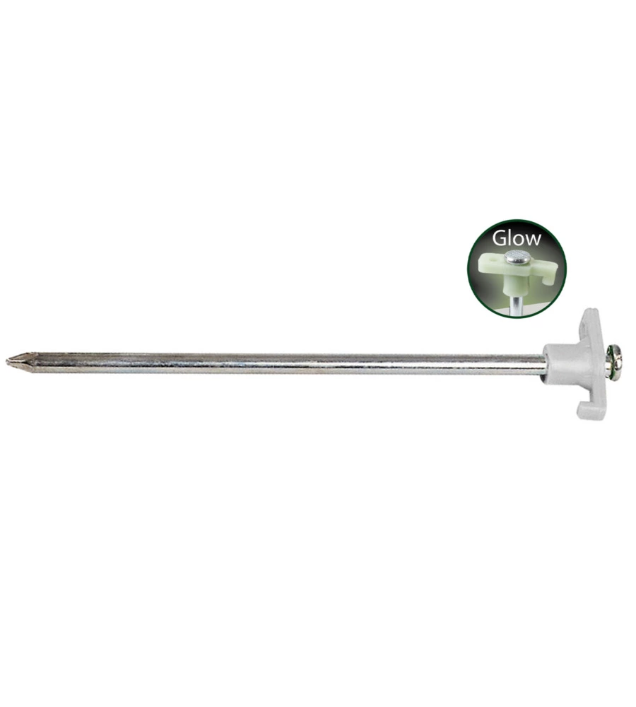 SET PICCHETTI ROTONDI PER TENDA DA CAMPEGGIO BRUNNER "PEG BOX STICK PLUS 23" IN ACCIAIO ZINCATO E GANCIO IN PLASTICA 23 CM X Ø 8 MM