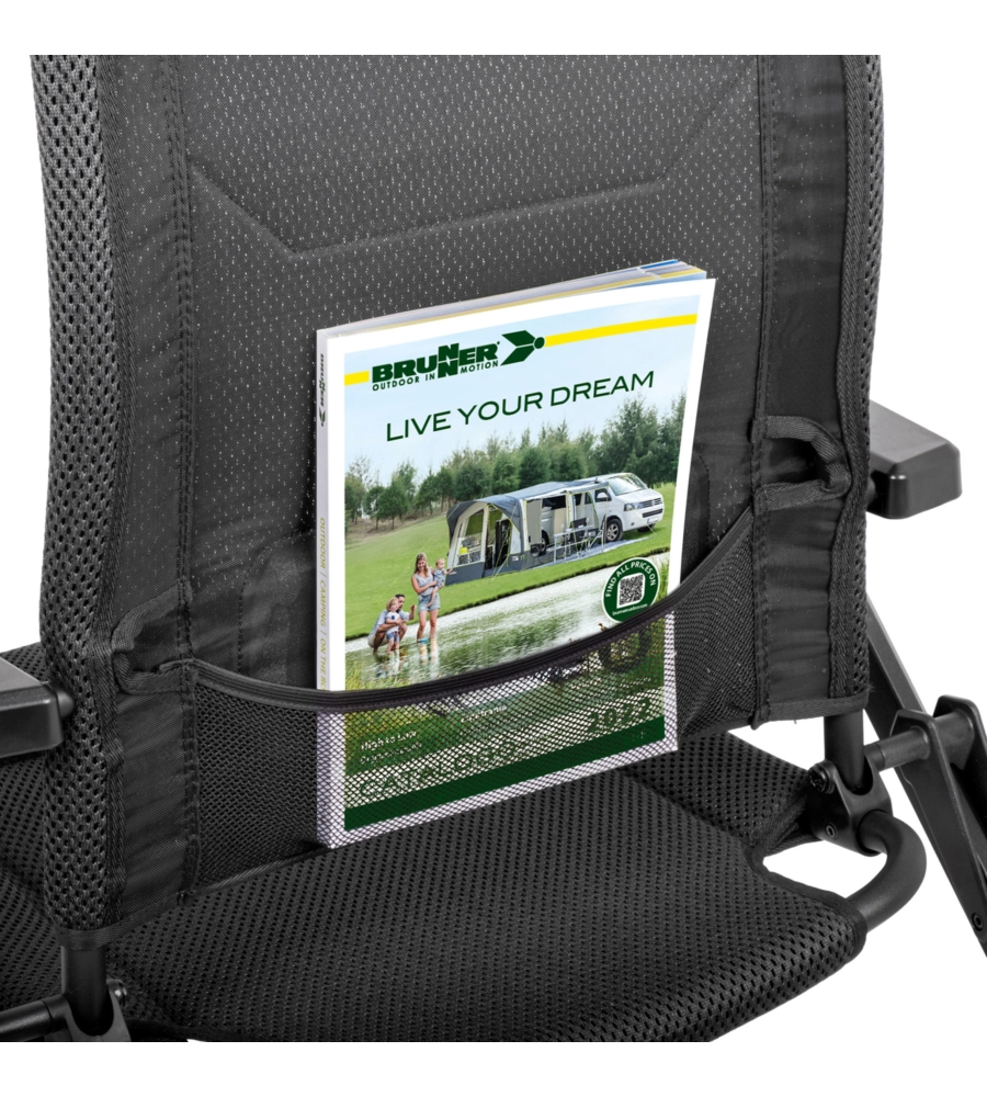 SEDIA DA CAMPEGGIO RECLINABILE BRUNNER "REBEL PRO MEDIUM" IN ALLUMINIO E 3DURAFEEL ANTRACITE 48x46x123 cm