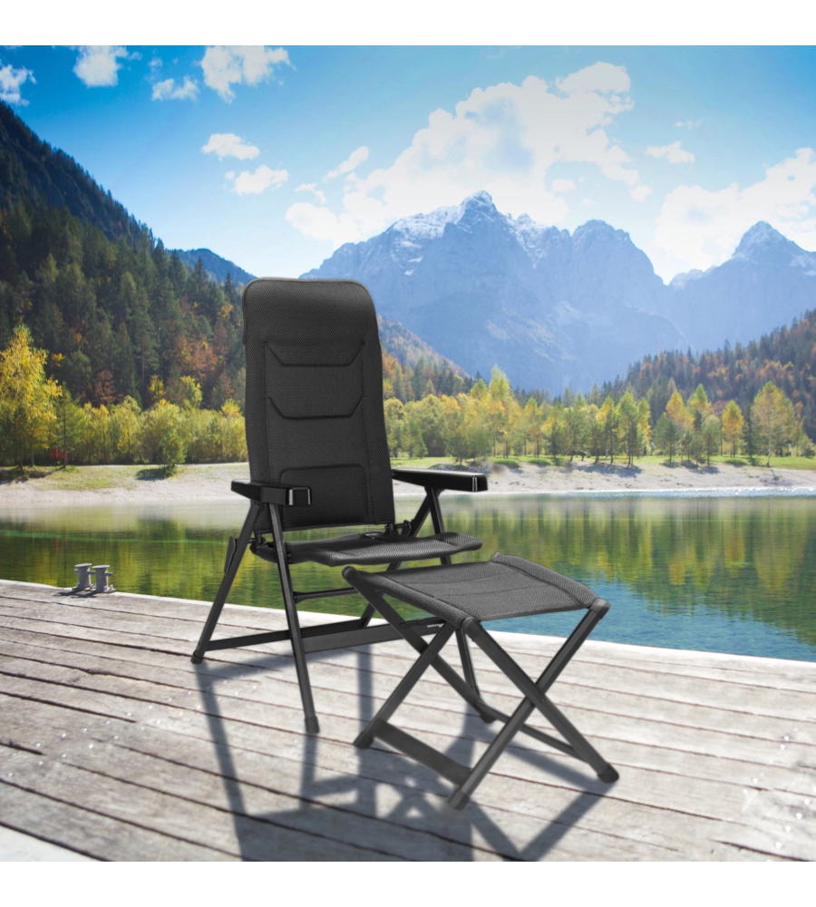 SEDIA DA CAMPEGGIO RECLINABILE BRUNNER "REBEL PRO SMALL" IN ALLUMINIO E 3DURAFEEL ANTRACITE 46x44x117,5 cm
