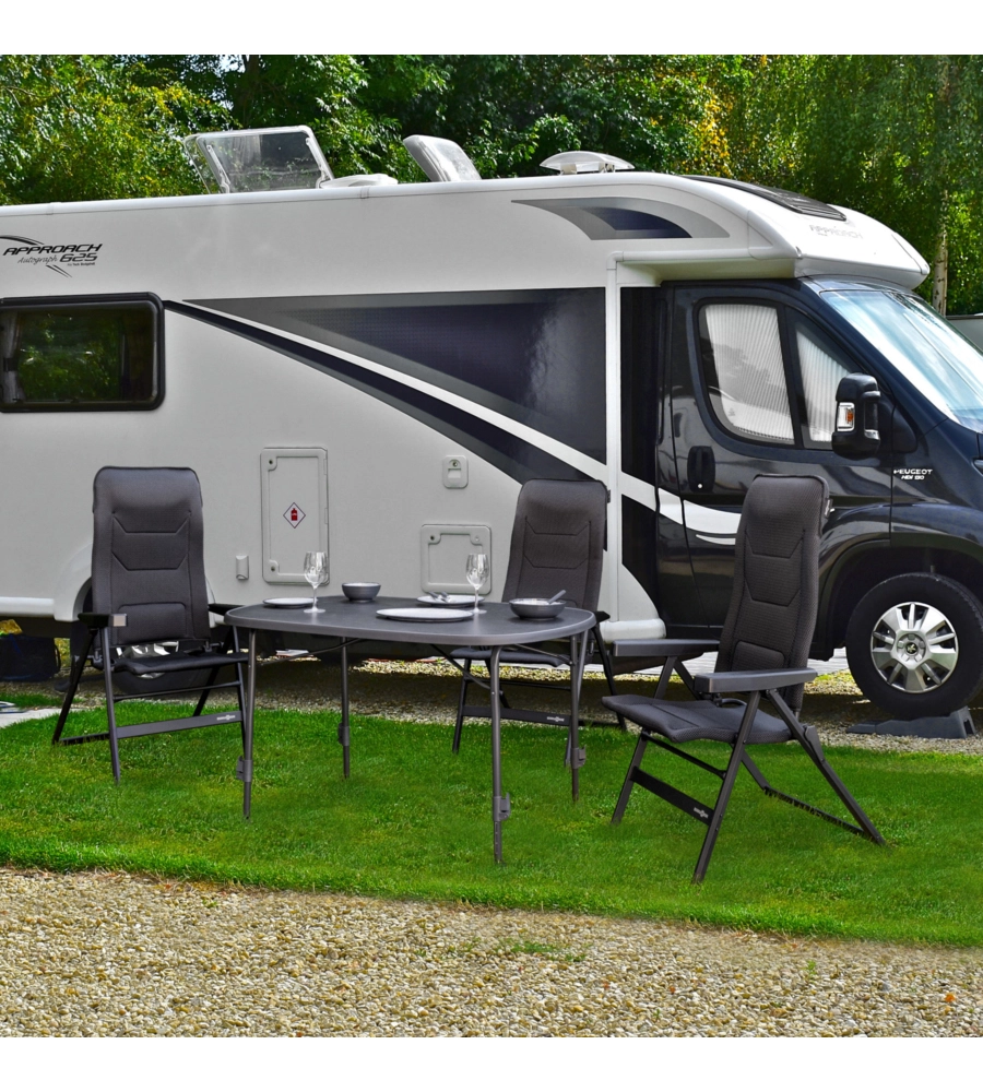 SEDIA DA CAMPEGGIO RECLINABILE BRUNNER "REBEL PRO SMALL" IN ALLUMINIO E 3DURAFEEL ANTRACITE 46x44x117,5 cm