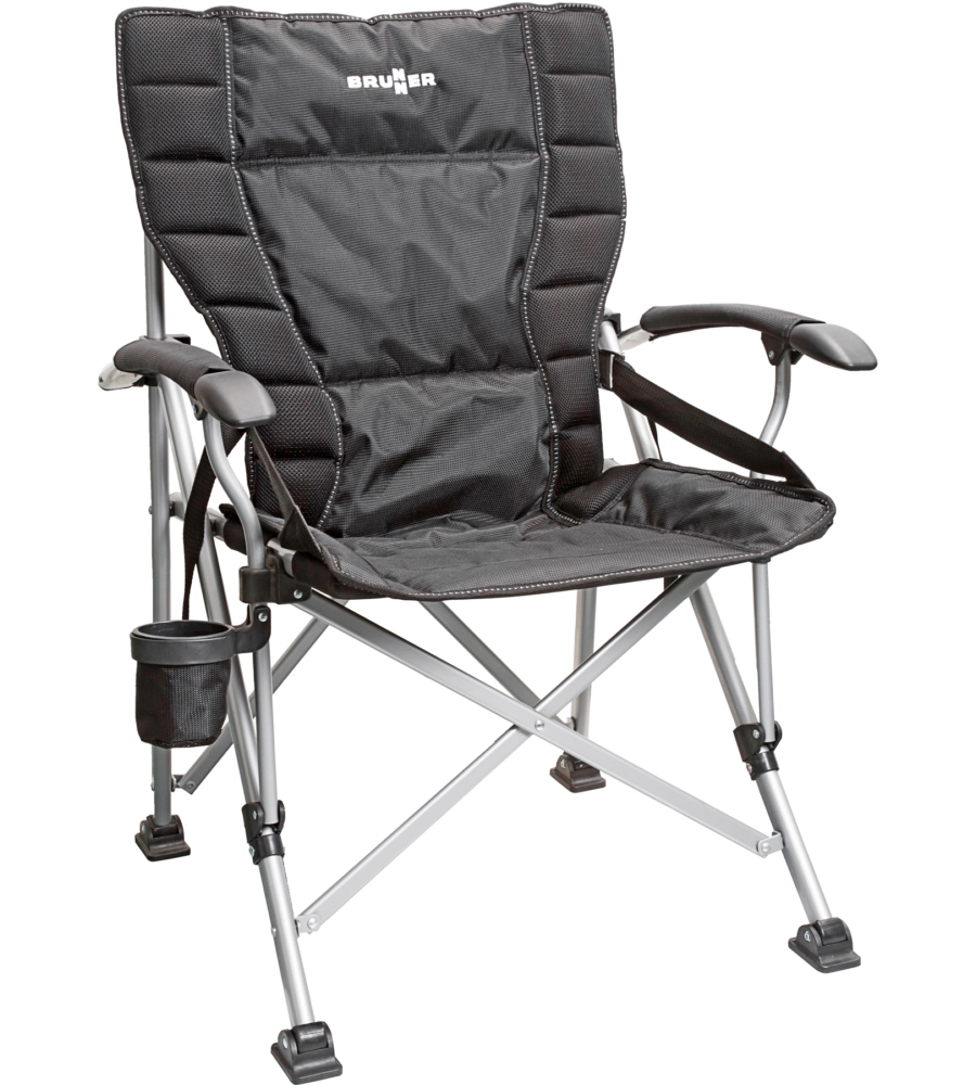 SEDIA DA CAMPEGGIO BRUNNER "RAPTOR XL" IN ACCIAIO E POLIESTERE NERO 65X63X110 CM