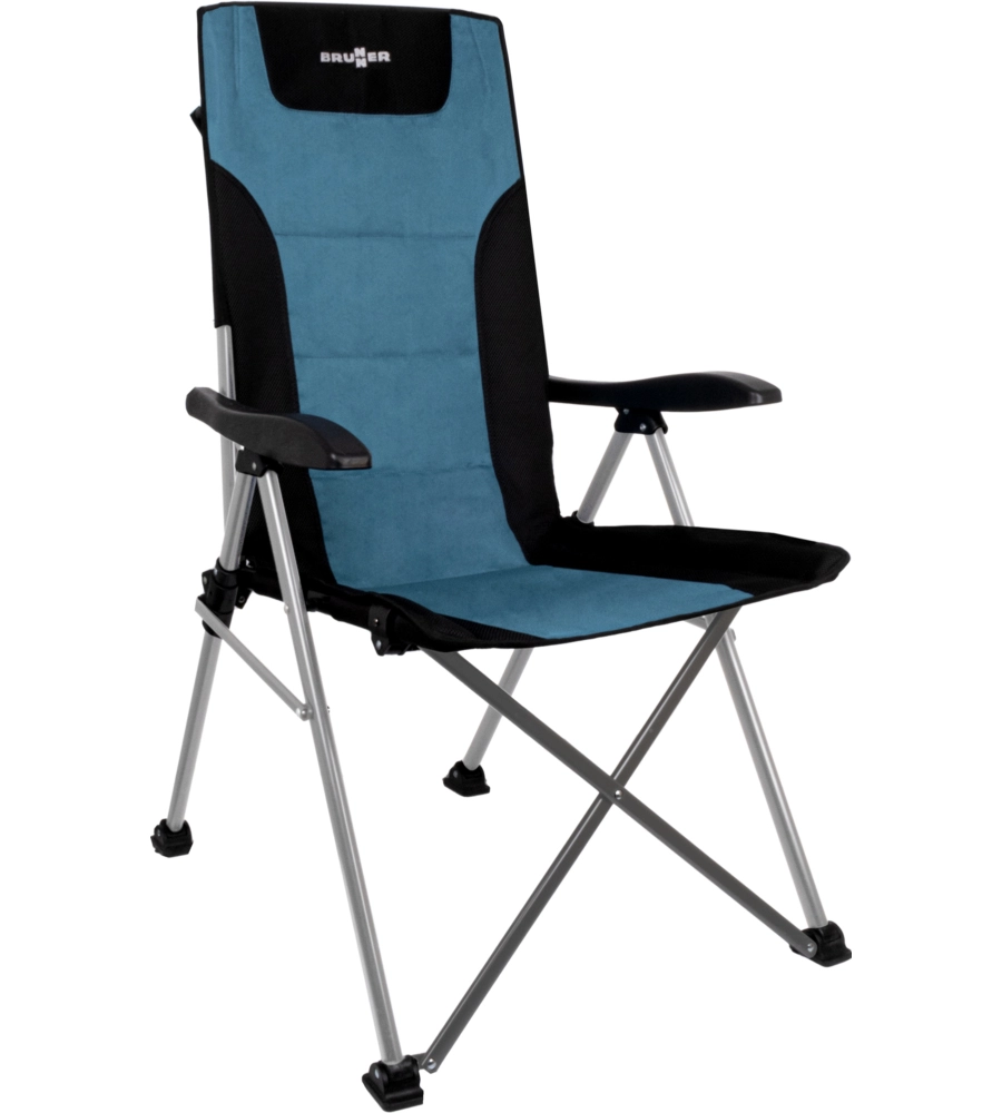 SEDIA DA CAMPEGGIO BRUNNER "RAPTOR HIGHBACK" IN ACCIAIO E POLIESTERE NERO E OTTANIO 51X44X48/110 CM