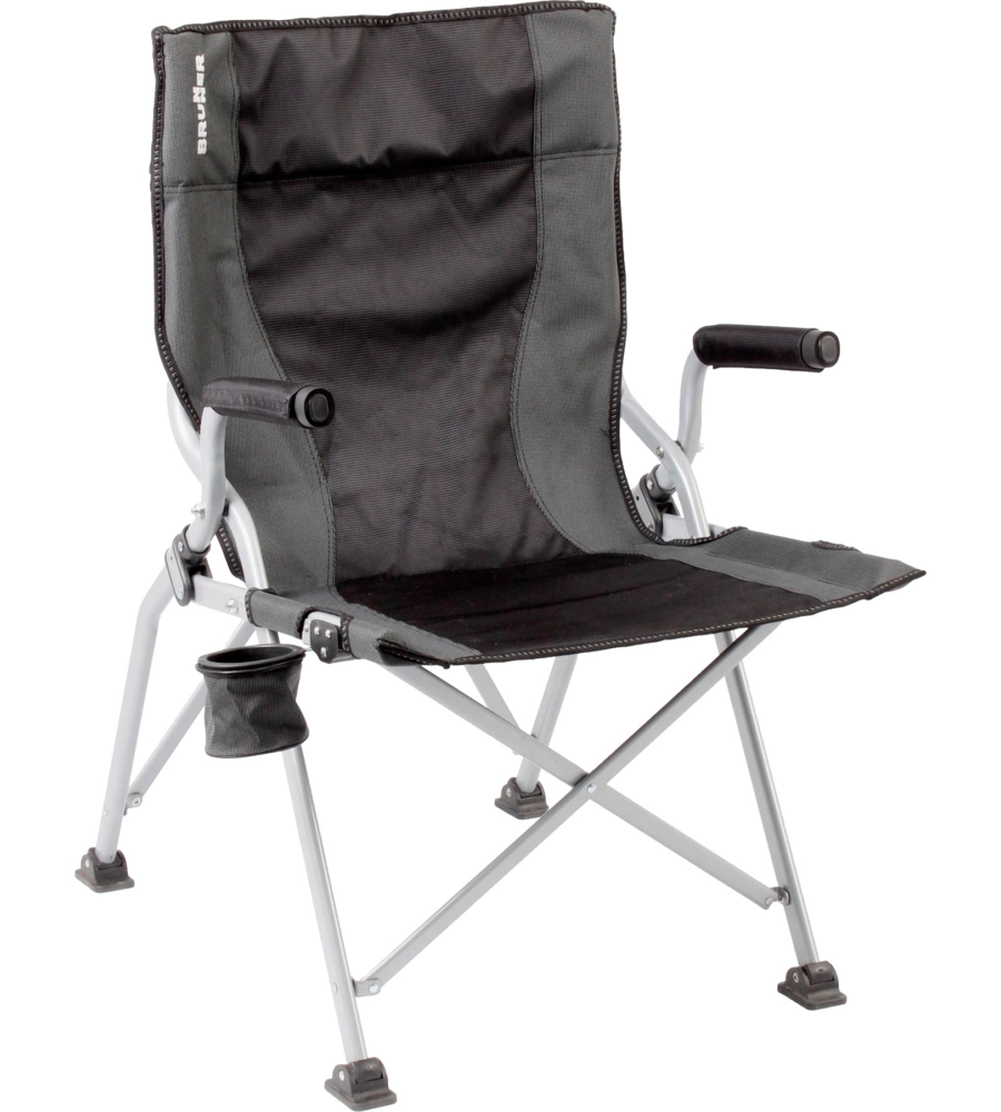 SEDIA DA CAMPEGGIO BRUNNER "RAPTOR ENDURO" IN ACCIAIO E POLIESTERE NERO E GRIGIO 56X42X44-95 CM
