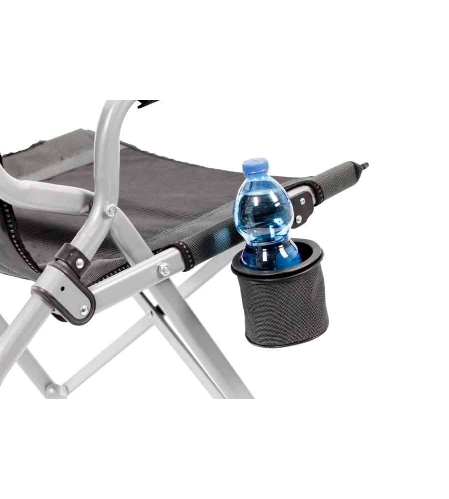 SEDIA DA CAMPEGGIO BRUNNER "RAPTOR ENDURO" IN ACCIAIO E POLIESTERE NERO E GRIGIO 56X42X44-95 CM
