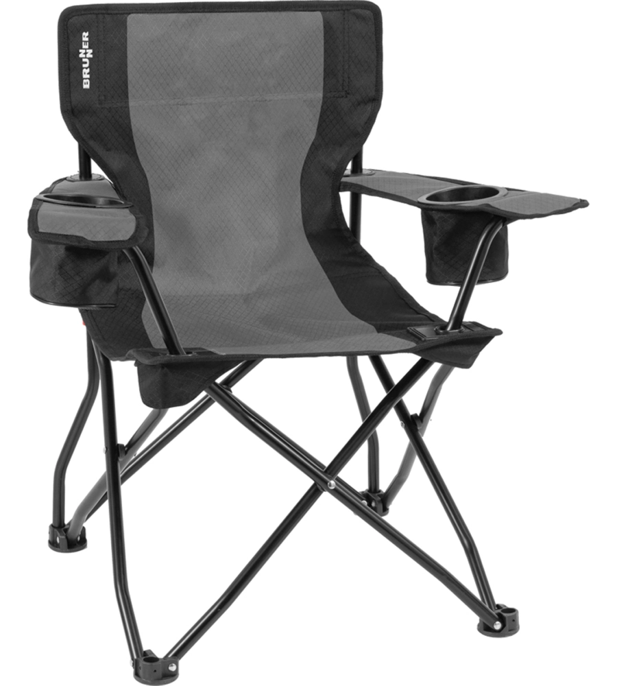 SEDIA DA CAMPEGGIO BRUNNER "ARMCHAIR EQUIFRAME" IN ACCIAIO E POLIESTERE GRIGIO E NERO 85X60X46/91 CM