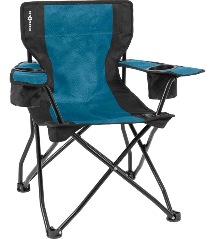 SEDIA DA CAMPEGGIO BRUNNER "ARMCHAIR EQUIFRAME" IN ACCIAIO E POLIESTERE AVIO E NERO 85X60X46/91 CM