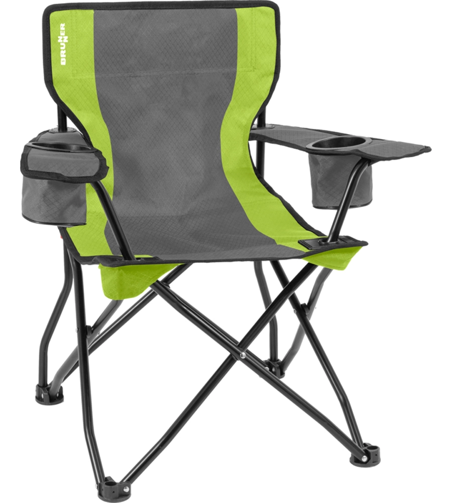 SEDIA DA CAMPEGGIO BRUNNER "ARMCHAIR EQUIFRAME" IN ACCIAIO E POLIESTERE VERDE E NERO 85X60X46/91 CM
