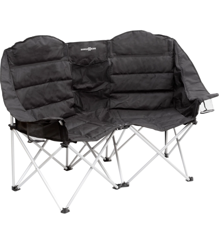 DIVANO 2 PERSONE DA CAMPEGGIO BRUNNER "ACTION SOFA RENDEZ-VOUS" IN ALLUMINIO E POLIESTERE NERO 147X65X44/99 CM