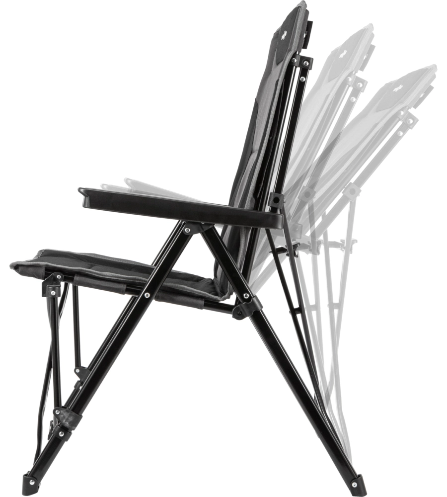 SEDIA DA CAMPEGGIO RECLINABILE BRUNNER "RAPTOR RECLINER" IN ACCIAIO E POLIESTERE GRIGIO E NERO 51X45X45/102 CM