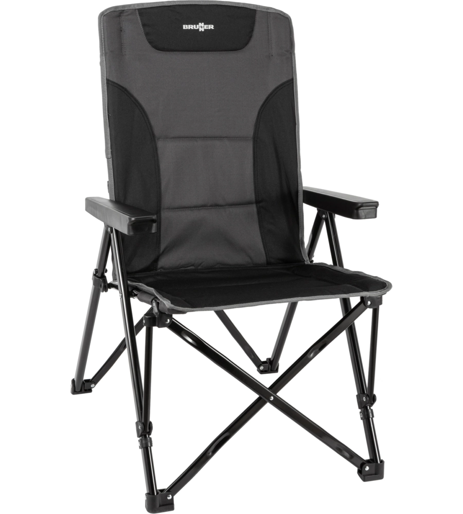 SEDIA DA CAMPEGGIO RECLINABILE BRUNNER "RAPTOR RECLINER" IN ACCIAIO E POLIESTERE GRIGIO E NERO 51X45X45/102 CM