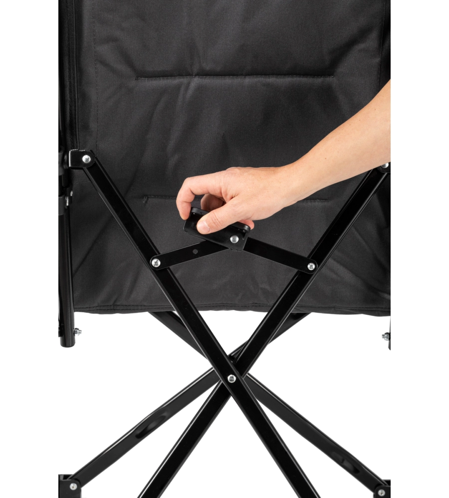 SEDIA DA CAMPEGGIO RECLINABILE BRUNNER "RAPTOR RECLINER" IN ACCIAIO E POLIESTERE GRIGIO E NERO 51X45X45/102 CM