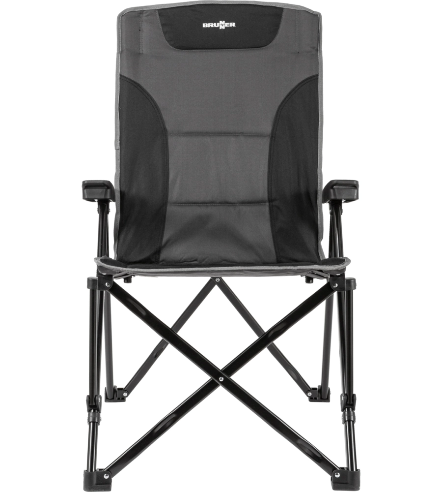 SEDIA DA CAMPEGGIO RECLINABILE BRUNNER "RAPTOR RECLINER" IN ACCIAIO E POLIESTERE GRIGIO E NERO 51X45X45/102 CM