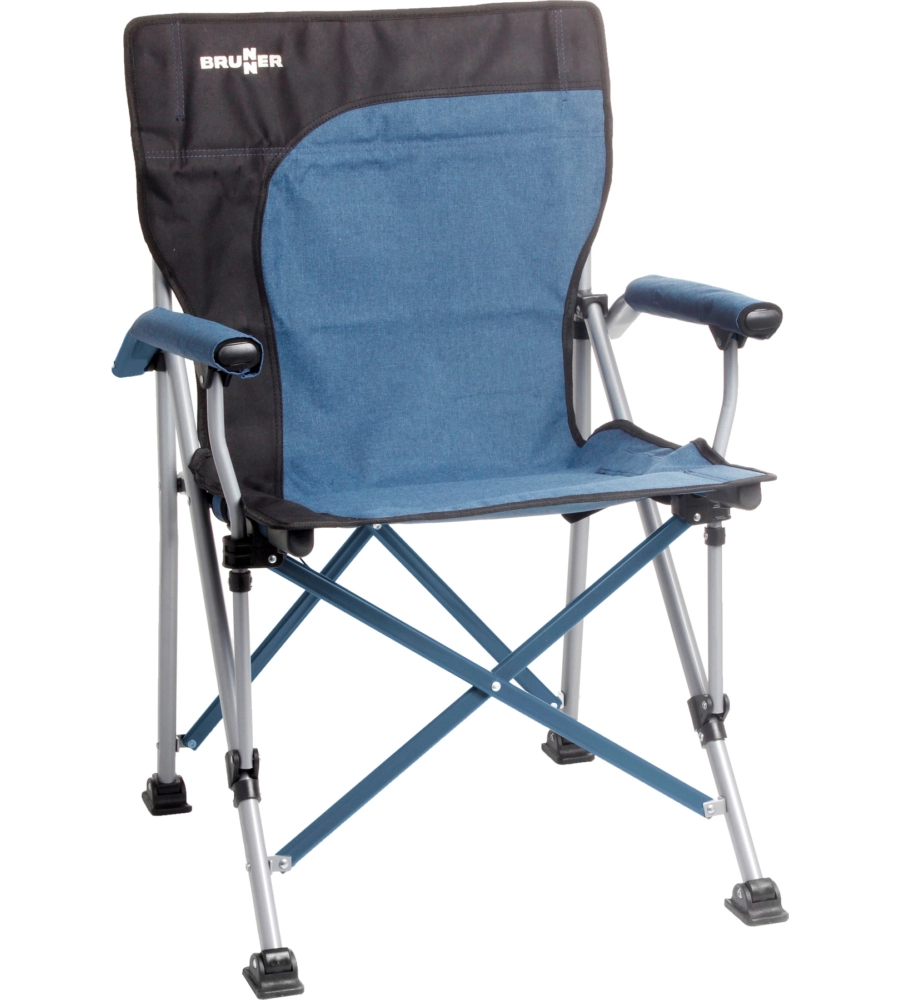 SEDIA DA CAMPEGGIO BRUNNER "RAPTOR DEMTEX"IN ACCIAIO E POLIESTERE NERO E BLU 51X44X48/90 CM