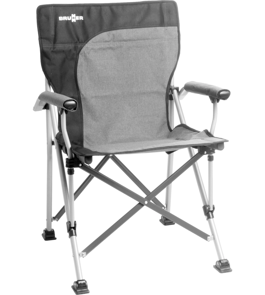 SEDIA DA CAMPEGGIO BRUNNER "RAPTOR DEMTEX"IN ACCIAIO E POLIESTERE NERO E GRIGIO 51X44X48/90 CM