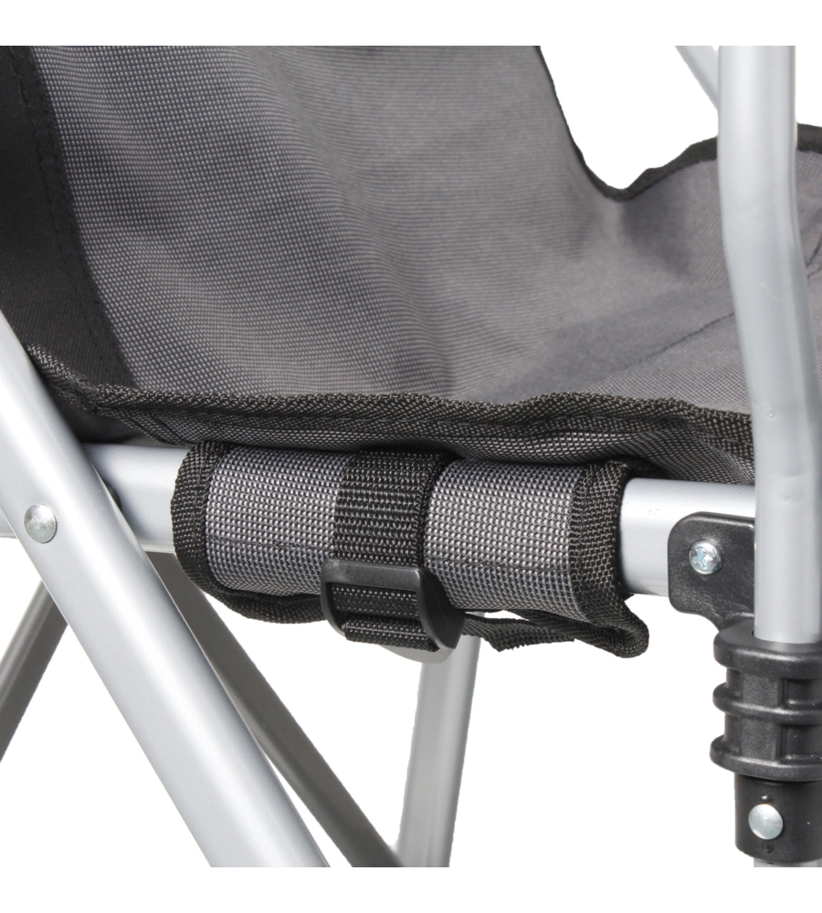 SEDIA DA CAMPEGGIO BRUNNER "RAPTOR DEMTEX"IN ACCIAIO E POLIESTERE NERO E GRIGIO 51X44X48/90 CM