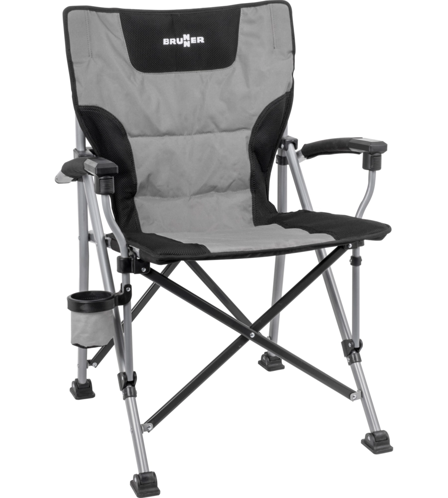 SEDIA DA CAMPEGGIO BRUNNER "RAPTOR COMPACK" IN ACCIAIO E POLIESTERE NERO E GRIGIO 61,5X60X46/90 CM