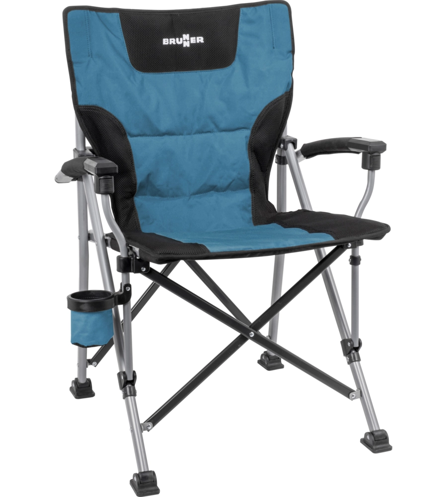 SEDIA DA CAMPEGGIO BRUNNER "RAPTOR COMPACK" IN ACCIAIO E POLIESTERE NERO E AVIO 61,5X60X46/90 CM