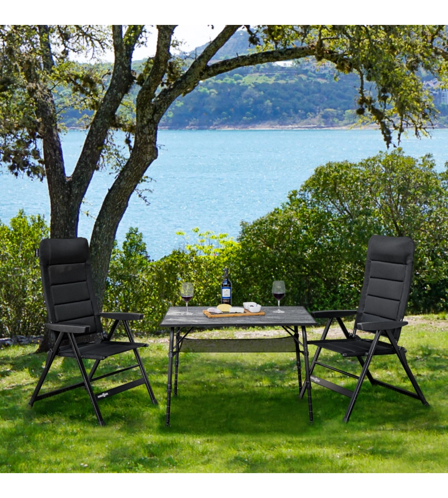 SEDIA DA CAMPEGGIO RECLINABILE BRUNNER "SKYE 3D" IN ALLUMINIO E 3DURAFEEL NERO 47X41X122 CM
