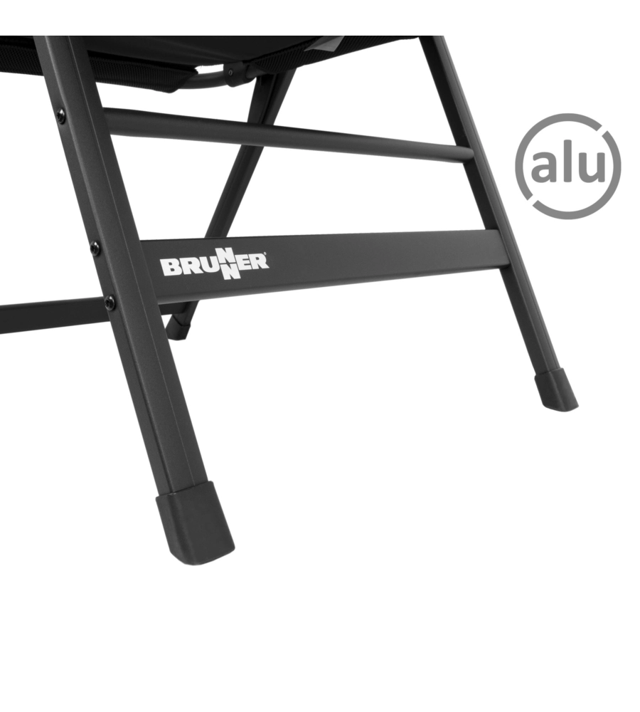 SEDIA DA CAMPEGGIO RECLINABILE BRUNNER "SKYE 3D" IN ALLUMINIO E 3DURAFEEL NERO 47X41X122 CM