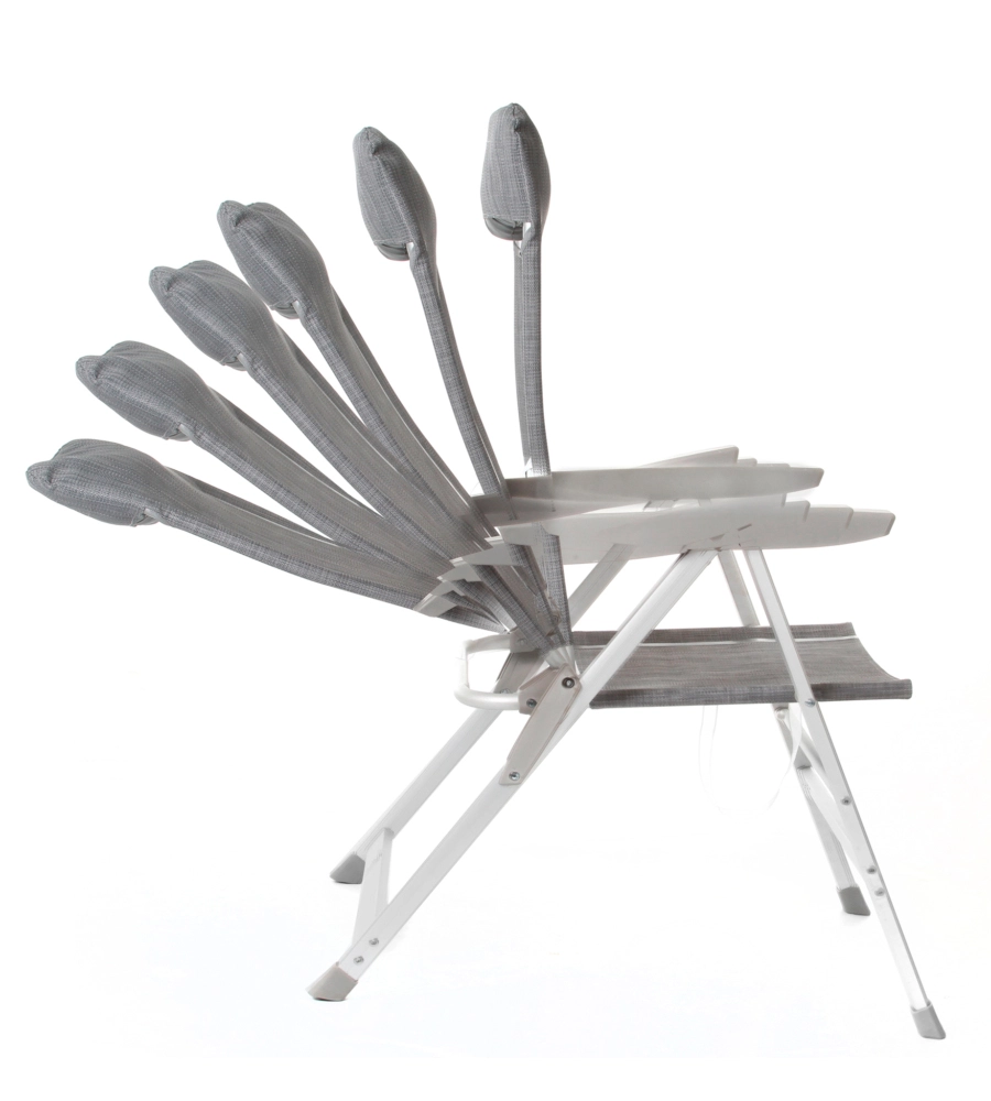 SEDIA DA CAMPEGGIO RECLINABILE BRUNNER "SKYE" IN ALLUMINIO E SYNTEX PLUS GRIGIO CHIARO 46,5X42X124 CM
