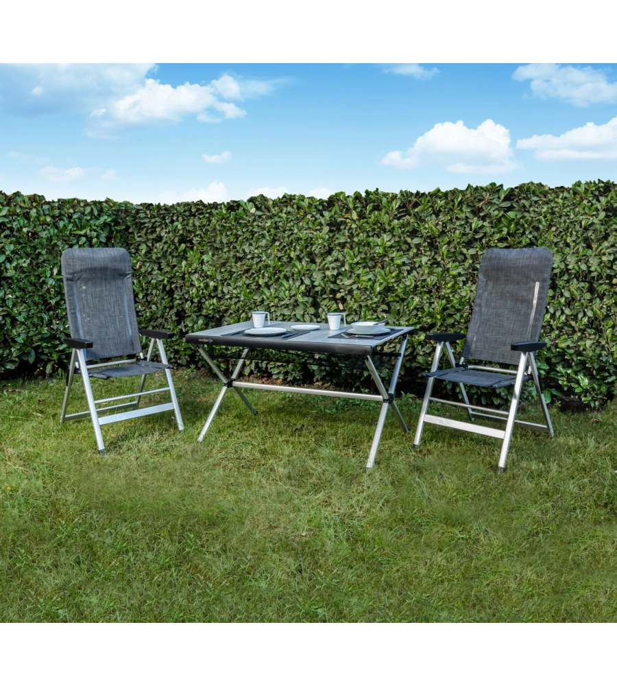 SEDIA DA CAMPEGGIO RECLINABILE BRUNNER "SKYE" IN ALLUMINIO E SYNTEX PLUS GRIGIO SCURO 46,5X42X124 CM
