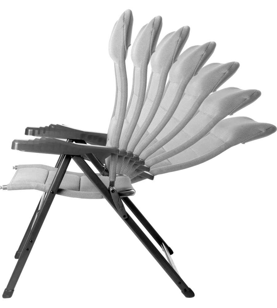 SEDIA DA CAMPEGGIO RECLINABILE BRUNNER "ARAVEL 3D MEDIUM" IN ALLUMINIO E 3DURAFEEL GRIGIO CHIARO 47X44X121 CM