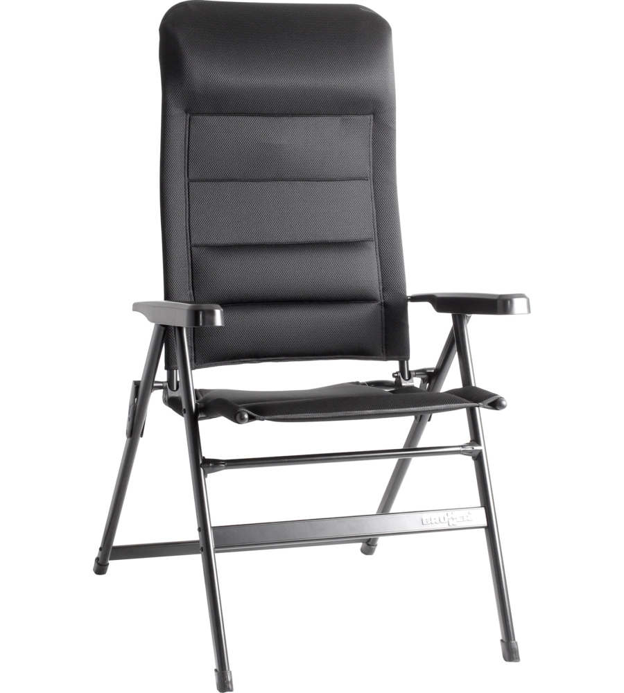 SEDIA DA CAMPEGGIO RECLINABILE BRUNNER "ARAVEL 3D LARGE" IN ALLUMINIO E 3DURAFEEL NERO 49X44X126 CM