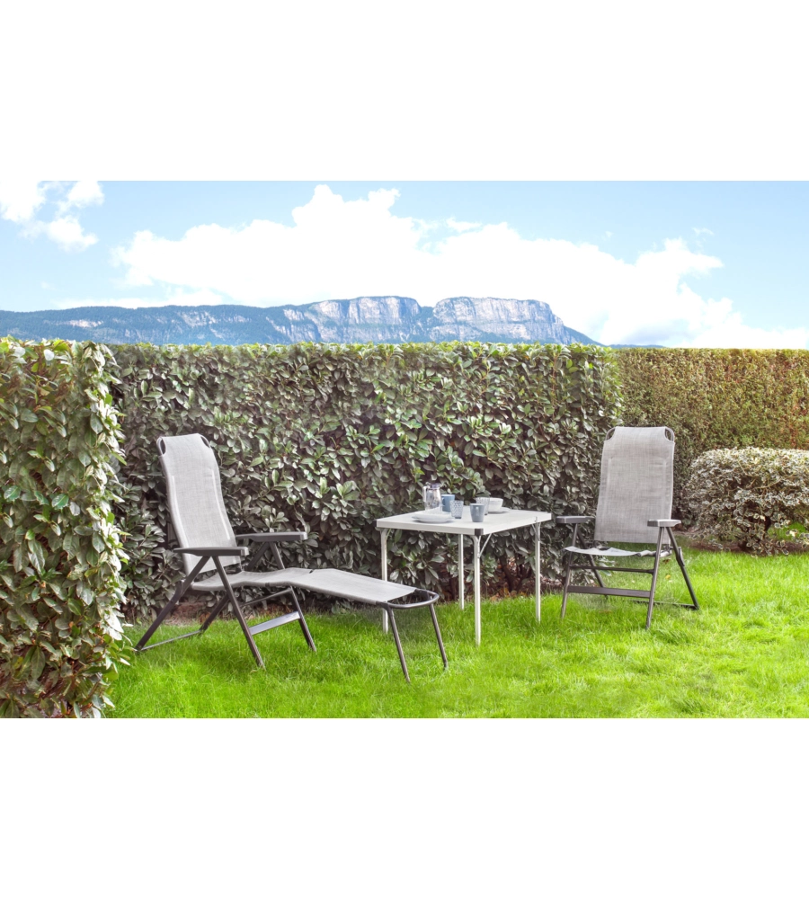 SEDIA DA CAMPEGGIO RECLIBABILE BRUNNER "ARAVEL" IN ALLUMINIO E SYNTEX PLUS GRIGIO CHIARO 47X45X120 CM