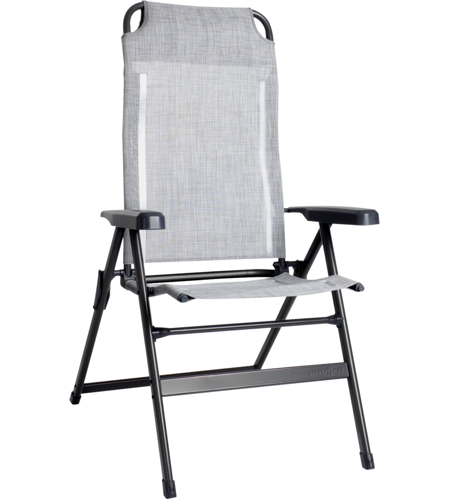 SEDIA DA CAMPEGGIO RECLIBABILE BRUNNER "ARAVEL" IN ALLUMINIO E SYNTEX PLUS GRIGIO CHIARO 47X45X120 CM