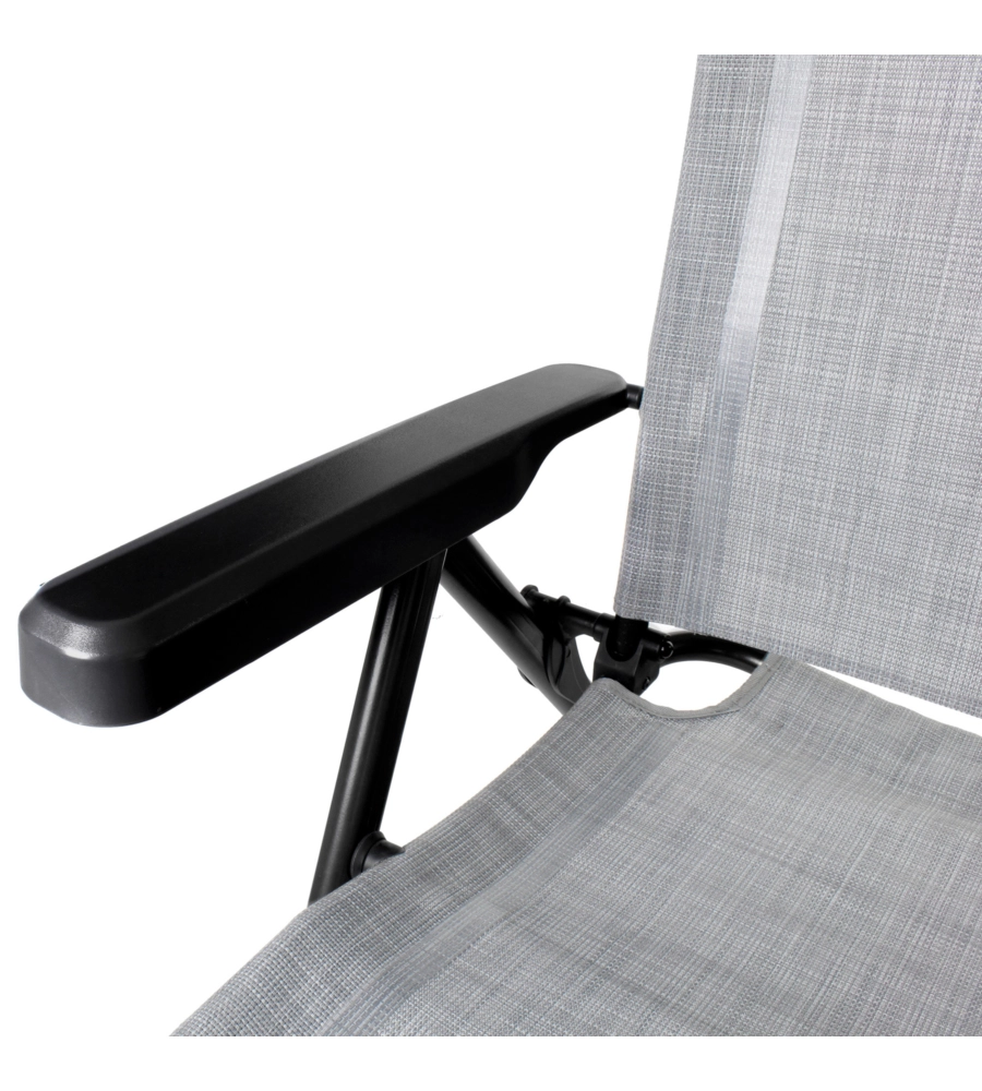SEDIA DA CAMPEGGIO RECLIBABILE BRUNNER "ARAVEL" IN ALLUMINIO E SYNTEX PLUS GRIGIO CHIARO 47X45X120 CM