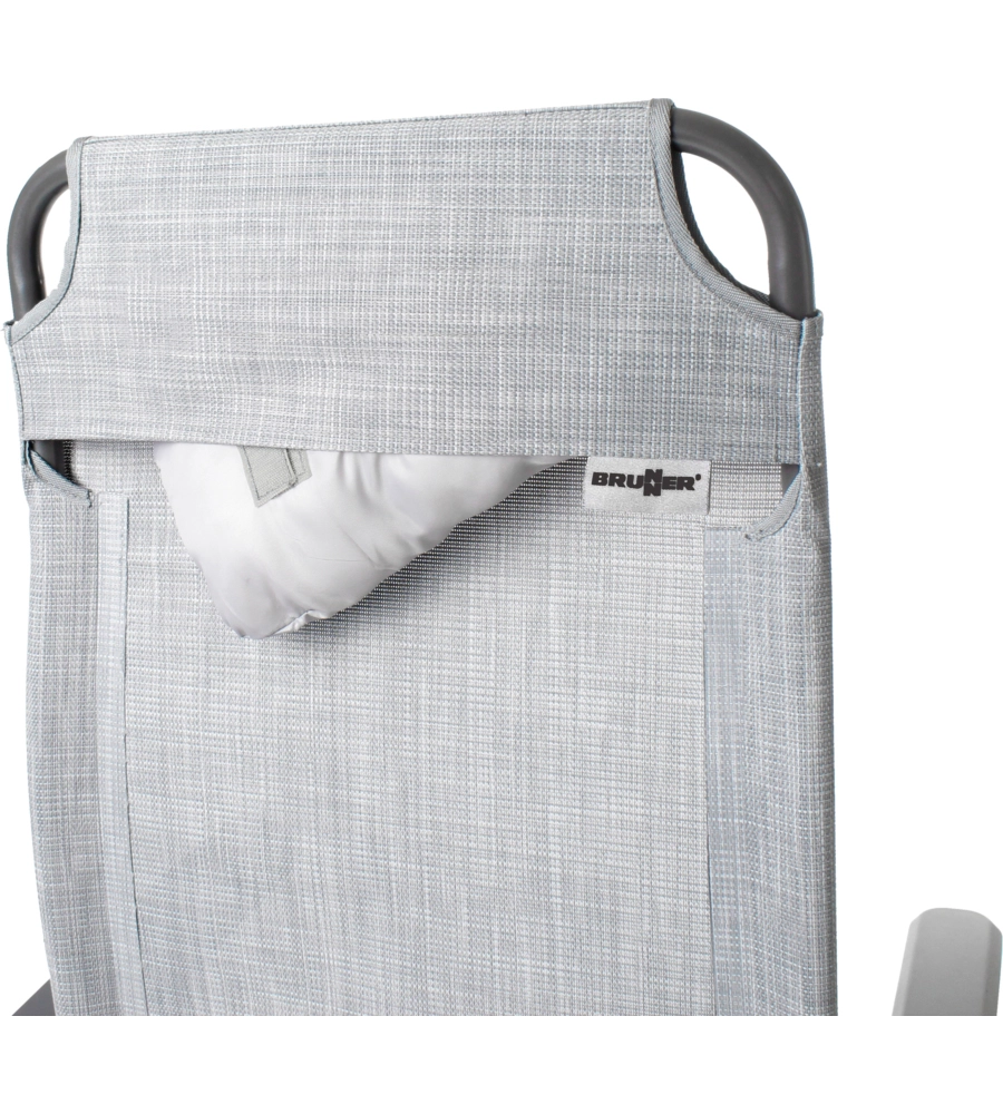 SEDIA DA CAMPEGGIO RECLIBABILE BRUNNER "ARAVEL" IN ALLUMINIO E SYNTEX PLUS GRIGIO CHIARO 47X45X120 CM