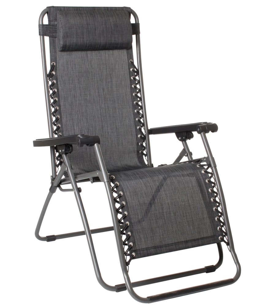 SEDIA DA CAMPEGGIO RECLINABILE BRUNNER "SWAN SKYE" IN ACCIAIO E SYNTEX PLUS GRIGIO 90X69X113 CM