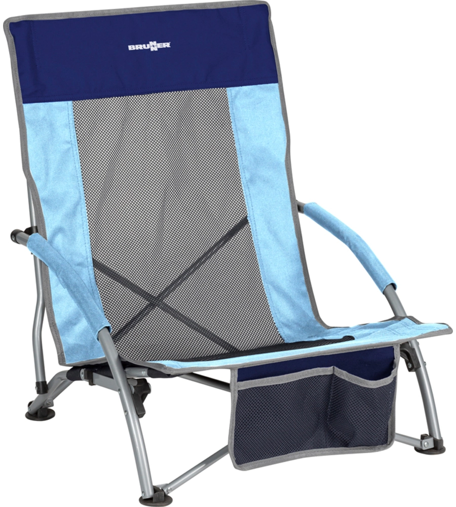 SPIAGGINA PIEGHEVOLE BRUNNER "CUBA AIRBACK" IN ACCIAIO E POLIESTERE BLU E AZZURRO 57X43X64 CM