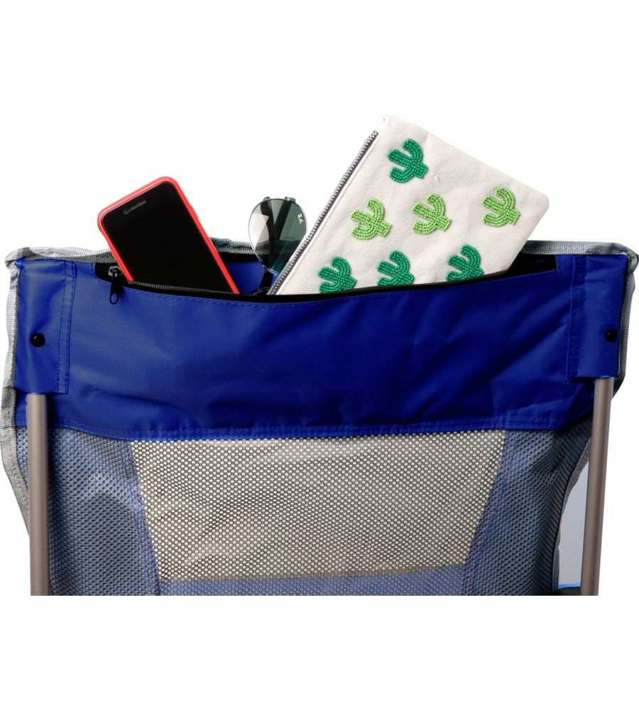 SPIAGGINA PIEGHEVOLE BRUNNER "CUBA AIRBACK" IN ACCIAIO E POLIESTERE BLU E AZZURRO 57X43X64 CM