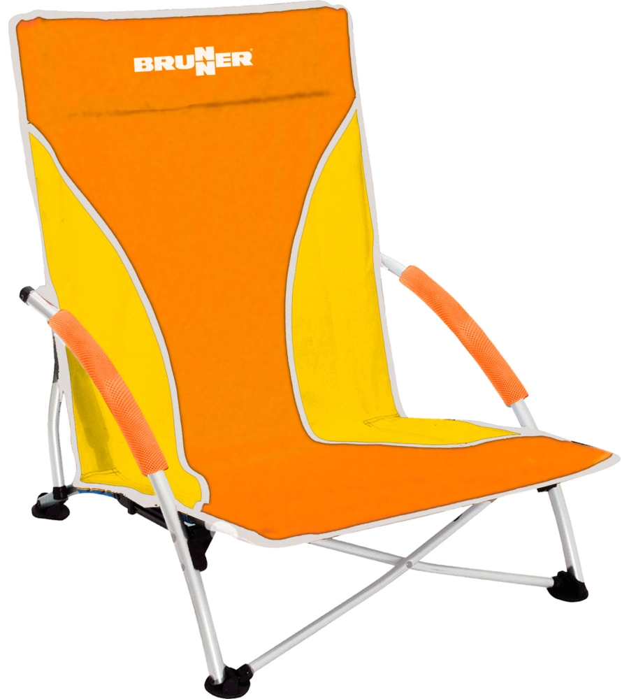 SPIAGGINA PIEGHEVOLE BRUNNER "CUBA" IN ACCIAIO E POLIESTERE ARANCIONE E GIALLO 57X43X64 CM