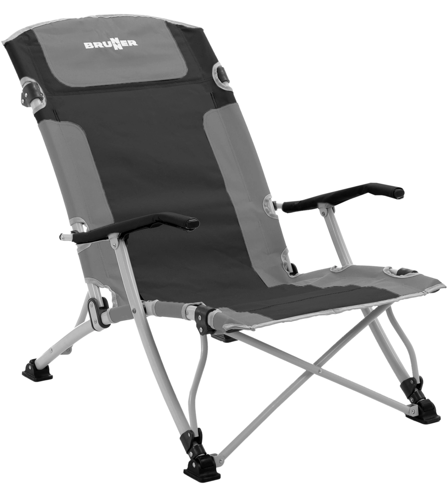 SPIAGGINA PIEGHEVOLE BRUNNER "BULA XL" IN ACCIAIO E POLIESTERE NERO E GRIGIO 61X74X87/31 CM