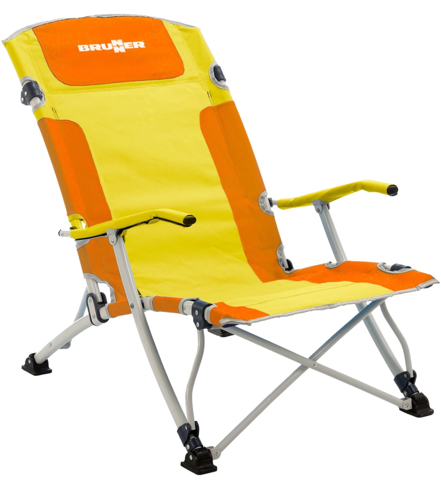 SPIAGGINA PIEGHEVOLE BRUNNER "BULA XL" IN ACCIAIO E POLIESTERE GIALLO E ARANCIONE 61X74X87/31 CM