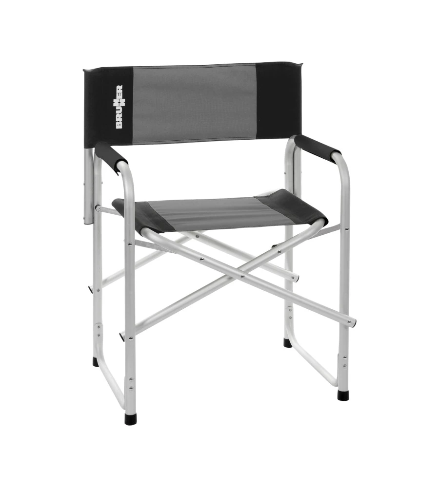 SEDIA DA CAMPEGGIO BRUNNER "ONE SHOT" IN ALLUMINIO E POLIESTERE GRIGIO E NERO 56X45,5X46/81 CM