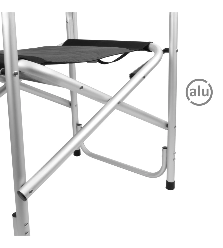SEDIA DA CAMPEGGIO BRUNNER "ONE SHOT" IN ALLUMINIO E POLIESTERE GRIGIO E NERO 56X45,5X46/81 CM