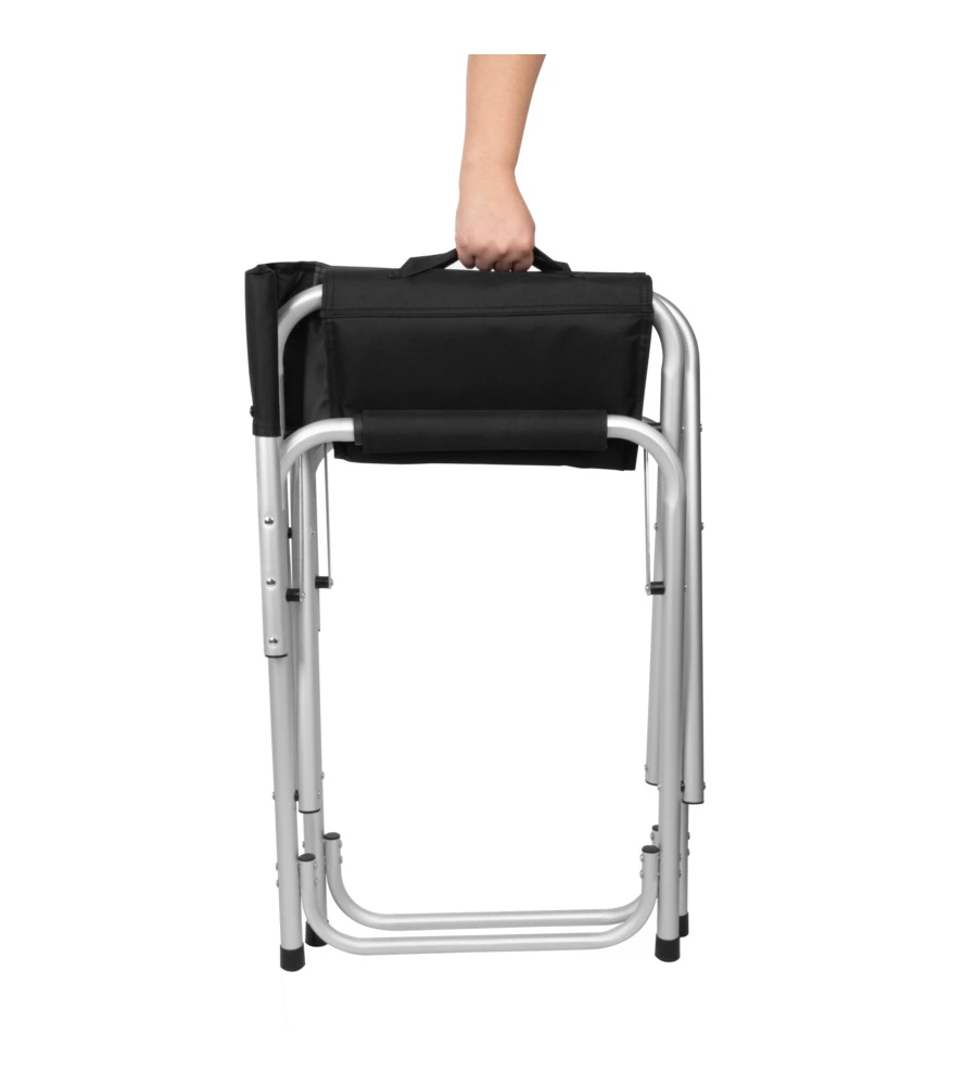 SEDIA DA CAMPEGGIO BRUNNER "ONE SHOT" IN ALLUMINIO E POLIESTERE GRIGIO E NERO 56X45,5X46/81 CM
