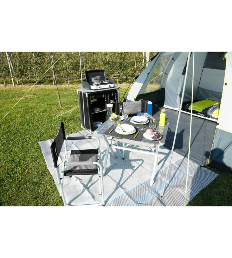 SEDIA DA CAMPEGGIO BRUNNER "ONE SHOT" IN ALLUMINIO E POLIESTERE GRIGIO E NERO 56X45,5X46/81 CM