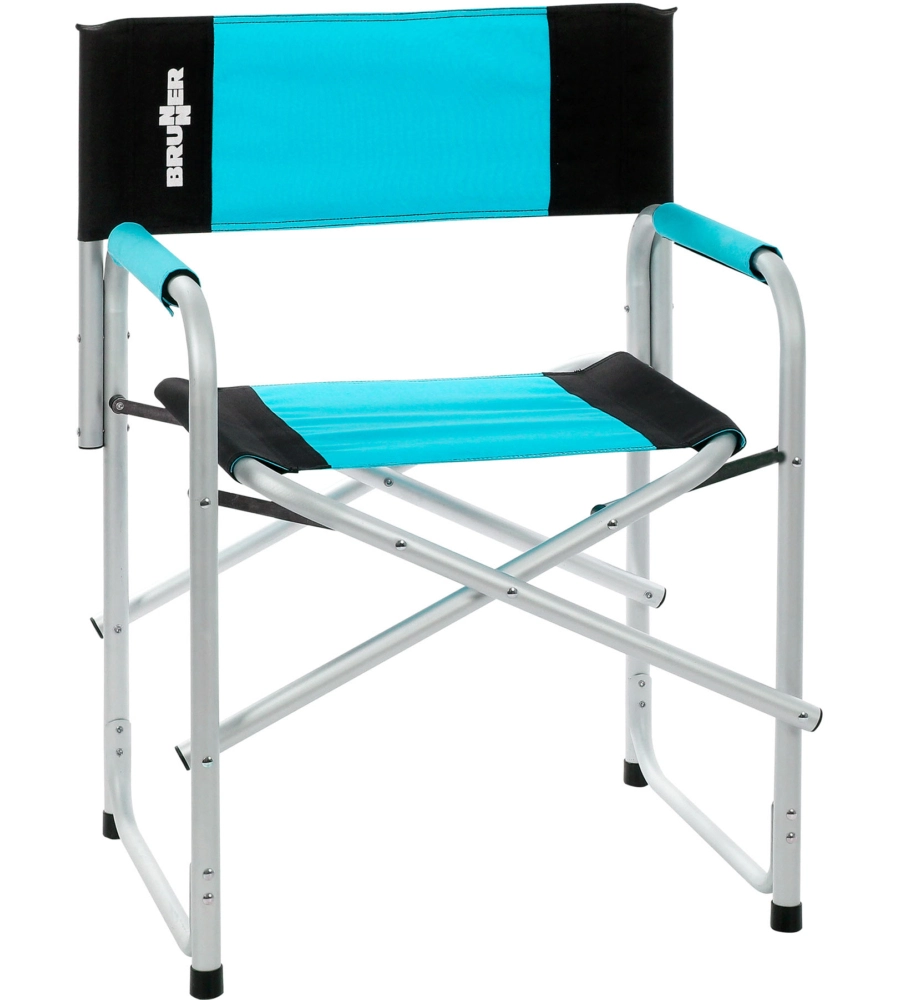 SEDIA DA CAMPEGGIO BRUNNER "BRAVURA" IN ALLUMINIO E POLIESTERE NERO E AZZURRO 60X47X46/83 CM