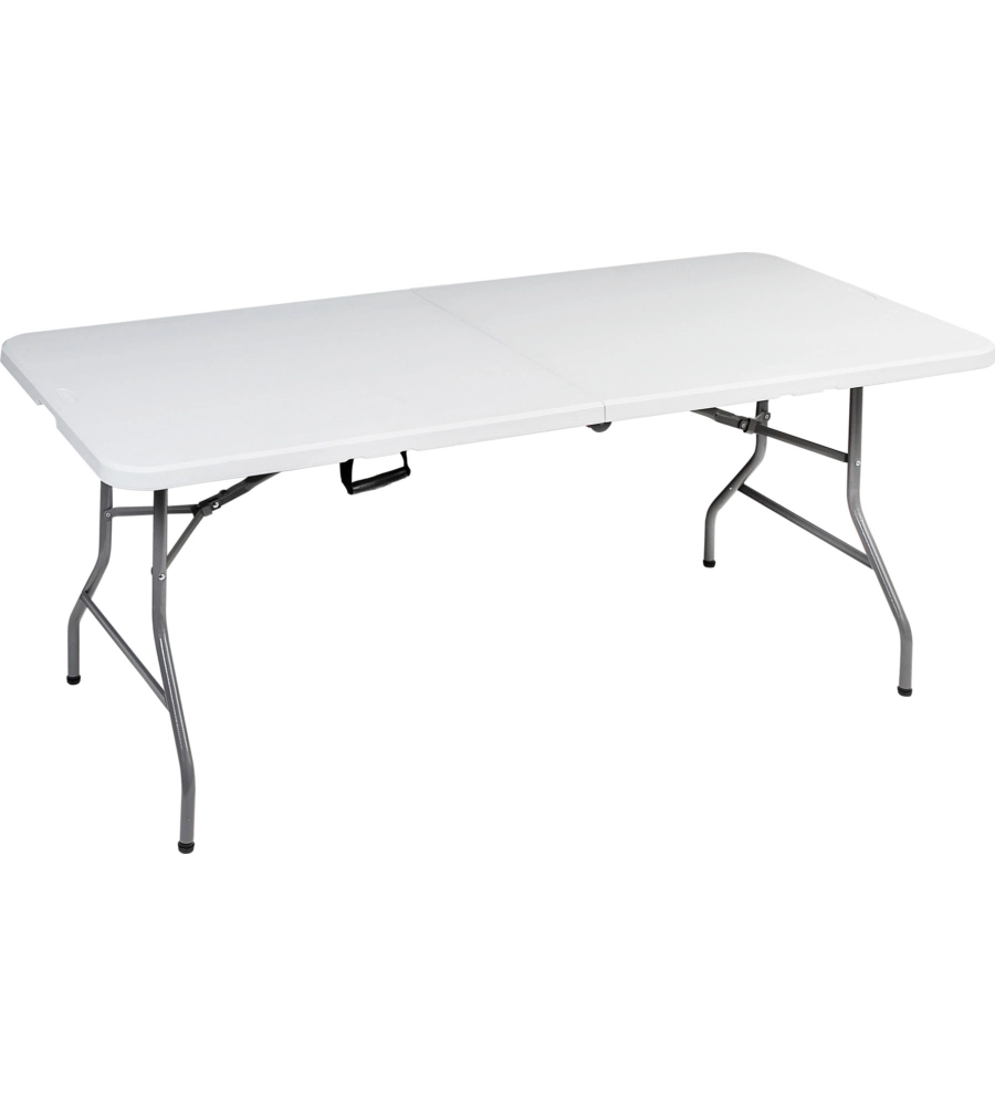 TAVOLO PIEGHEVOLE A VALIGIA DA CAMPEGGIO BRUNNER "CLUB 150" IN ACCIAIO E PLASTICA BIANCO 152X71X74 CM