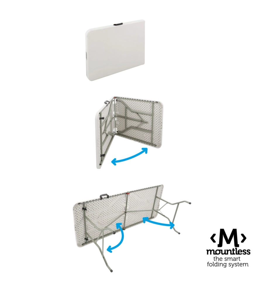 TAVOLO PIEGHEVOLE A VALIGIA DA CAMPEGGIO BRUNNER "CLUB 150" IN ACCIAIO E PLASTICA BIANCO 152X71X74 CM