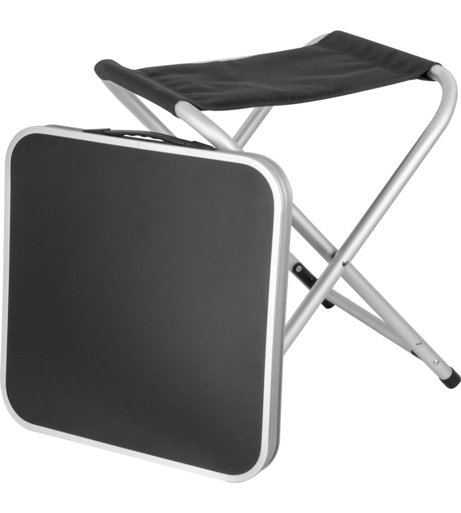 SGABELLO CON RIPIANO BRUNNER "HOGGY SET" IN ALLUMINIO E POLIESTERE NERO 40X40X43 CM
