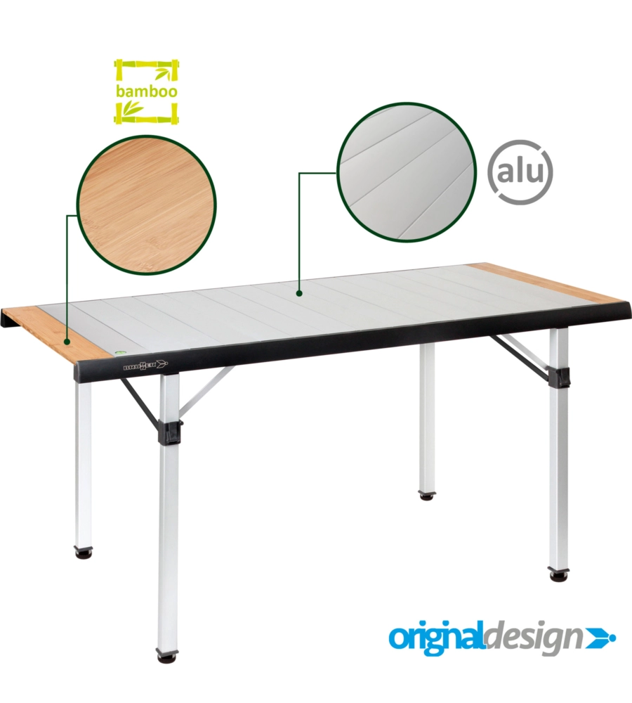 TAVOLO PIEGHEVOLE DA CAMPEGGIO BRUNNER "QUADRA TROPIC 6" IN ALLUMINIO 146X70X72,5 CM