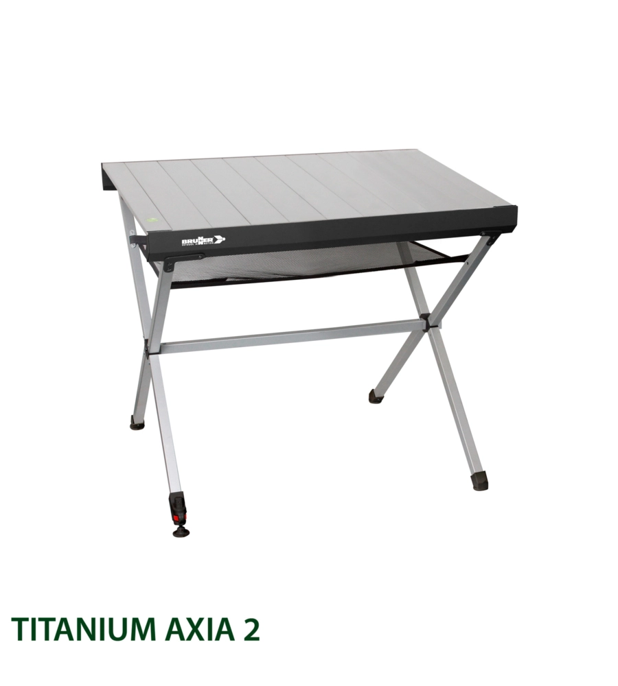 TAVOLO PIEGHEVOLE DA CAMPEGGIO BRUNNER "TITANIUM AXIA 2" IN ALLUMINIO 104X62X72 CM